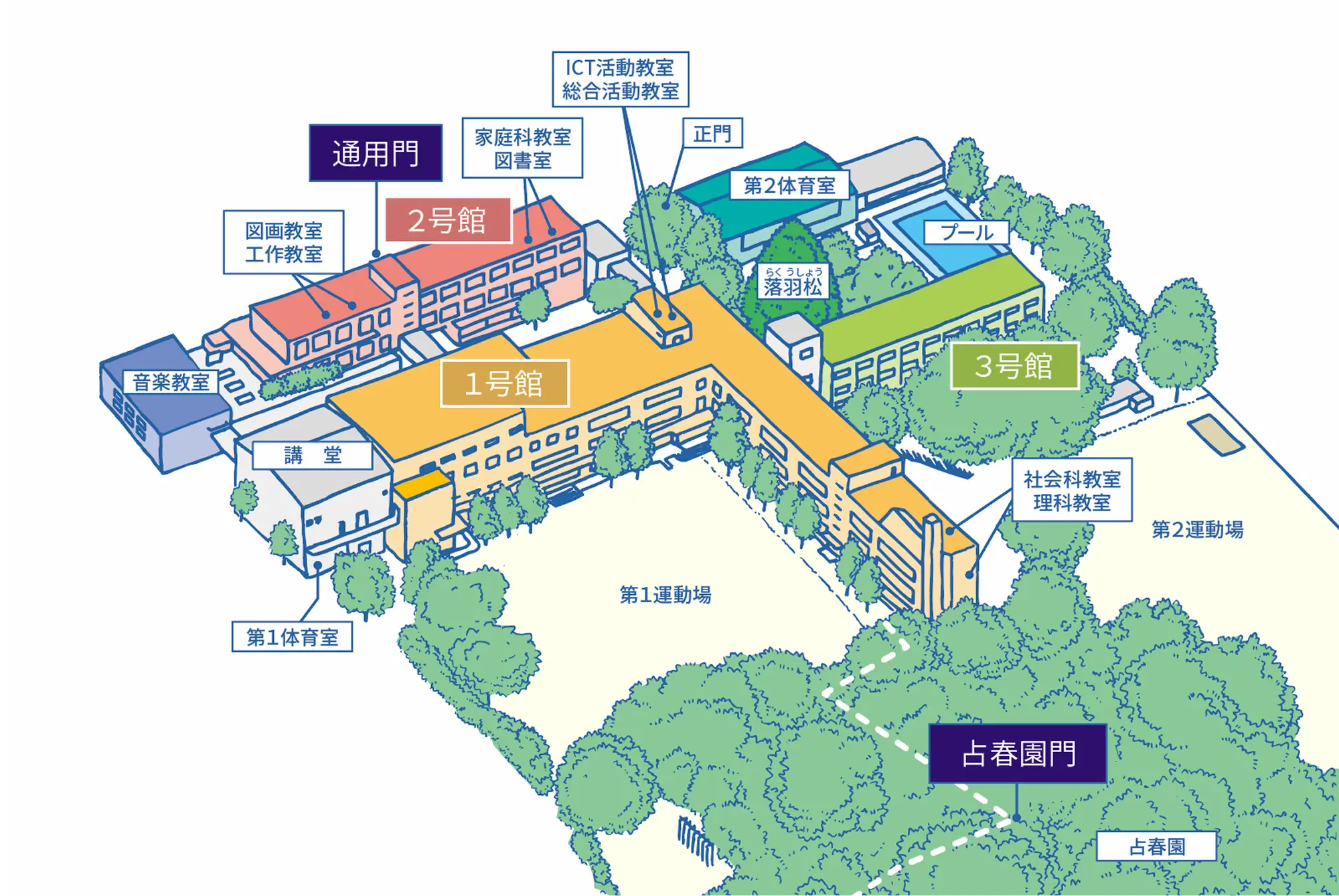 キャンパス俯瞰イラスト